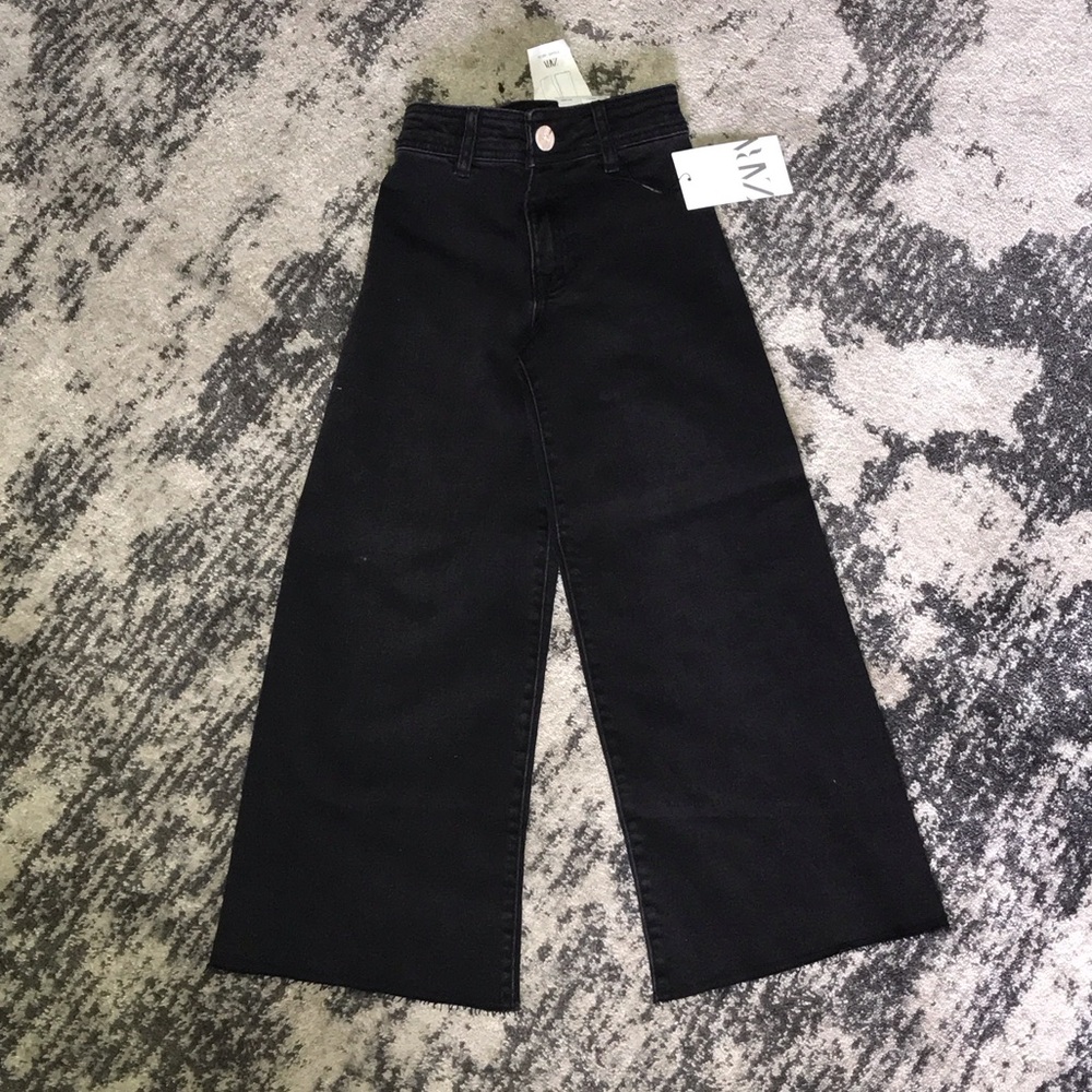 Zara Kids Marine Fit  High Rise Wide-Leg Black Jeans Size 7
